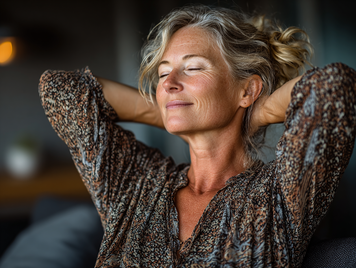 Инструктор демонстрира йога пози на група възрастни участници